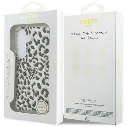 Guess IML Leopard Print Triangle MagSafe Case for Samsung Galaxy S26 - Black_7