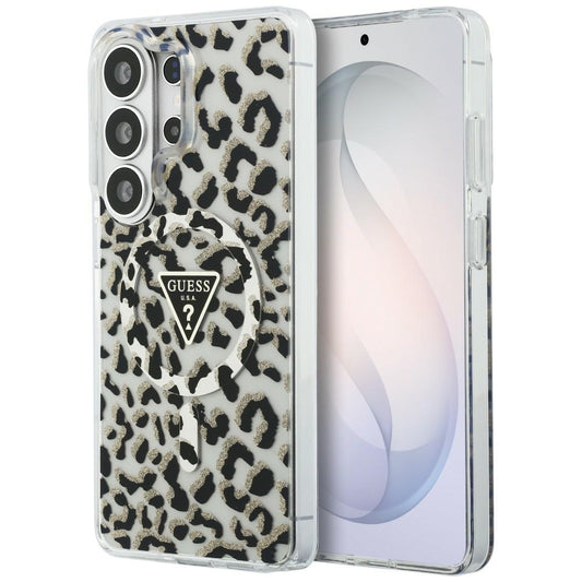 Guess IML Leopard Print Triangle MagSafe Case for Samsung Galaxy S26 Ultra - Black_0