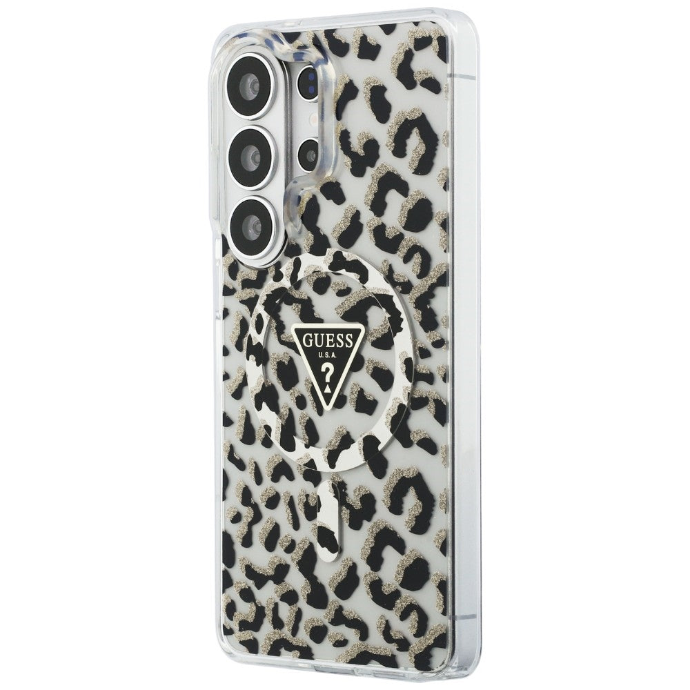 Guess IML Leopard Print Triangle MagSafe Case for Samsung Galaxy S26 Ultra - Black_1