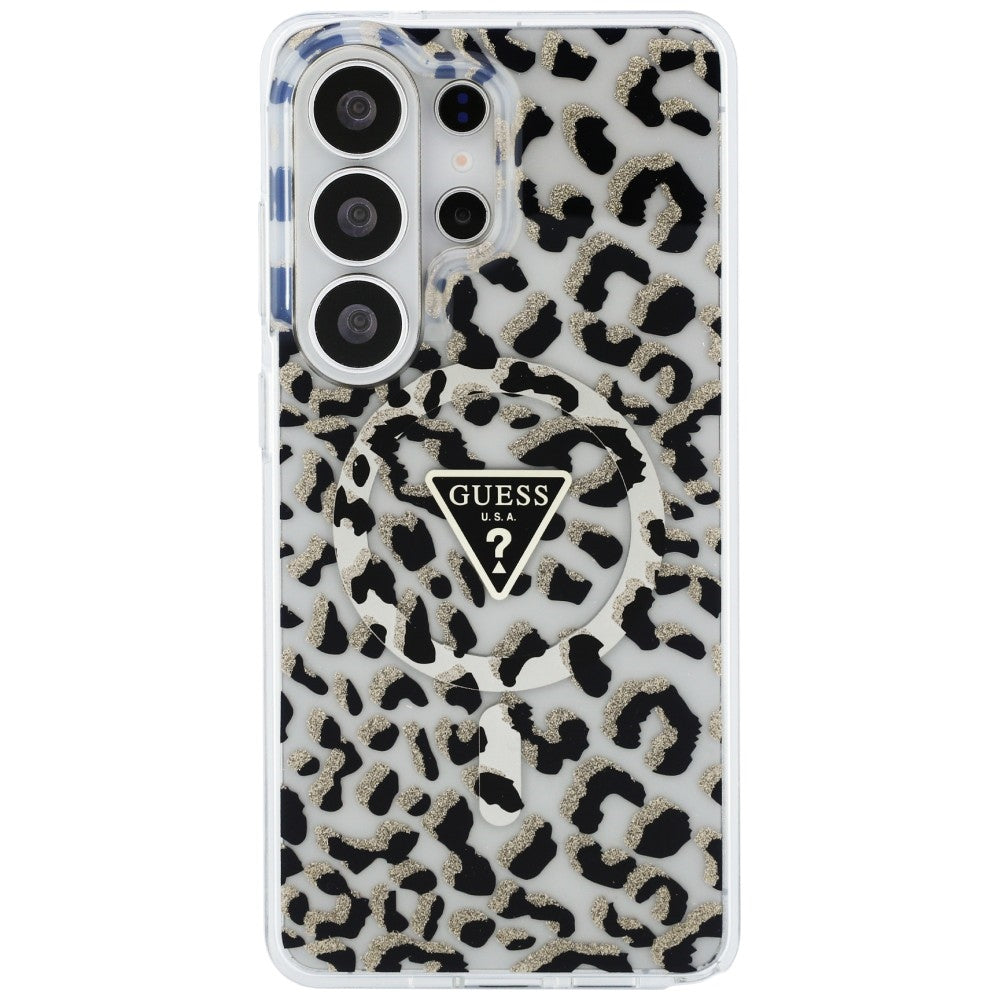 Guess IML Leopard Print Triangle MagSafe Case for Samsung Galaxy S26 Ultra - Black_2