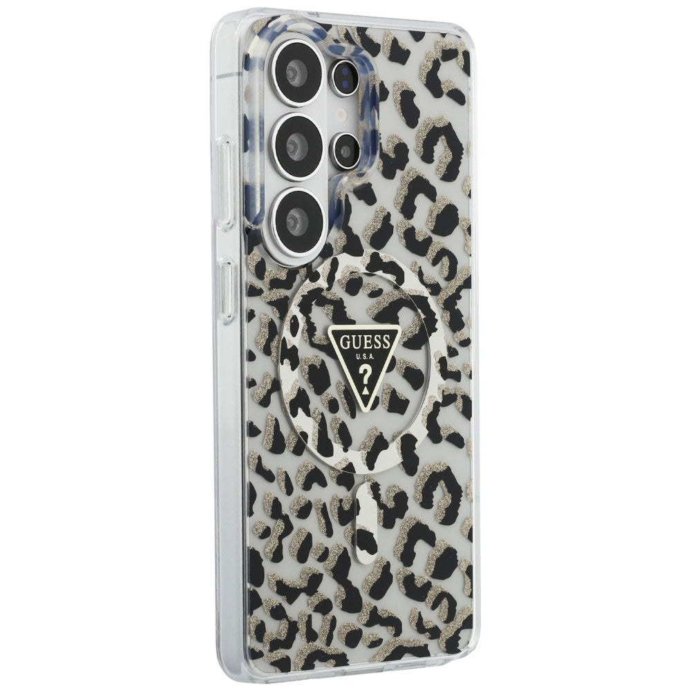 Guess IML Leopard Print Triangle MagSafe Case for Samsung Galaxy S26 Ultra - Black_3