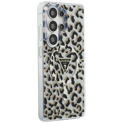 Guess IML Leopard Print Triangle MagSafe Case for Samsung Galaxy S26 Ultra - Black_3