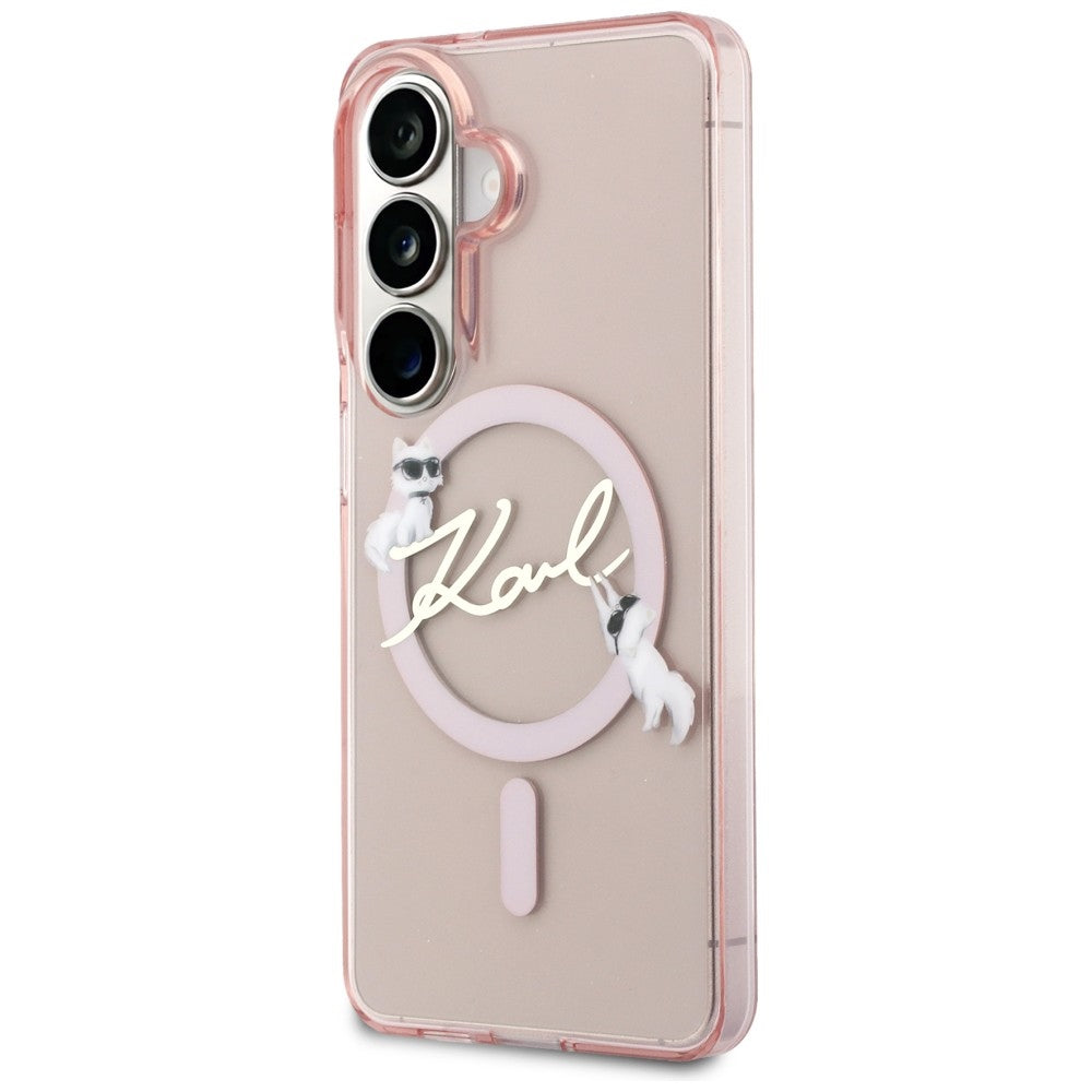 Karl Lagerfeld IML KC Script MagSafe Case for Samsung Galaxy S26 - Pink_1