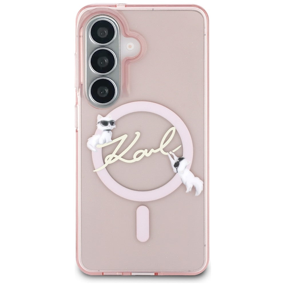 Karl Lagerfeld IML KC Script MagSafe Case for Samsung Galaxy S26 - Pink_2