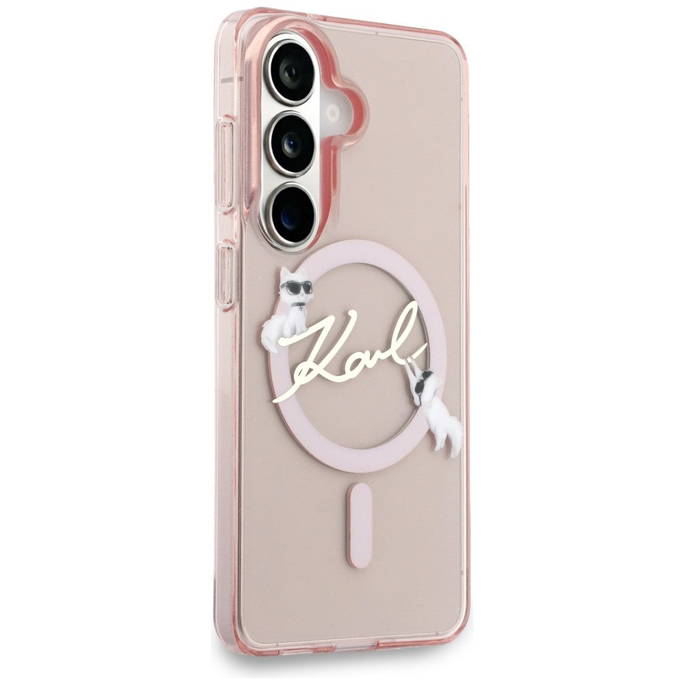 Karl Lagerfeld IML KC Script MagSafe Case for Samsung Galaxy S26 - Pink_3