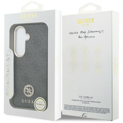 Guess 4G Rhinestone Round Logo MagSafe Case for Samsung Galaxy S26 - Black_7