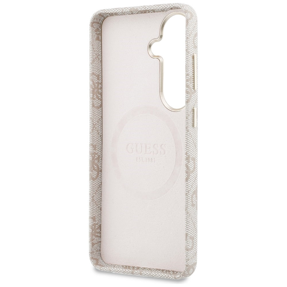 Guess 4G Rhinestone Round Logo MagSafe Case for Samsung Galaxy S26 - Pink_6