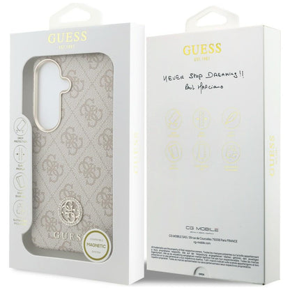 Guess 4G Rhinestone Round Logo MagSafe Case for Samsung Galaxy S26 - Pink_7