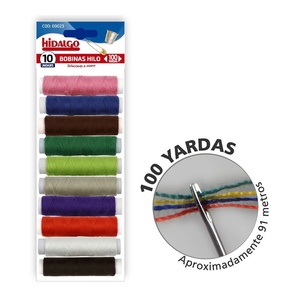 Saco com 10 bobines de linha 100 yds. hidalgo_0
