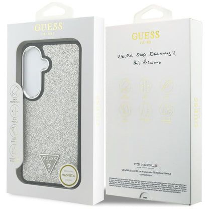 Etui Guess Fixed Glitter Triangle MagSafe na Samsung Galaxy S26 - srebrne_7