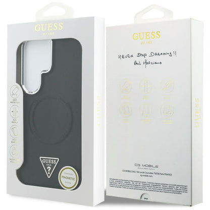 Guess Embossed Ring Triangle Logo MagSafe Case for Samsung Galaxy S26 Ultra - Black_7
