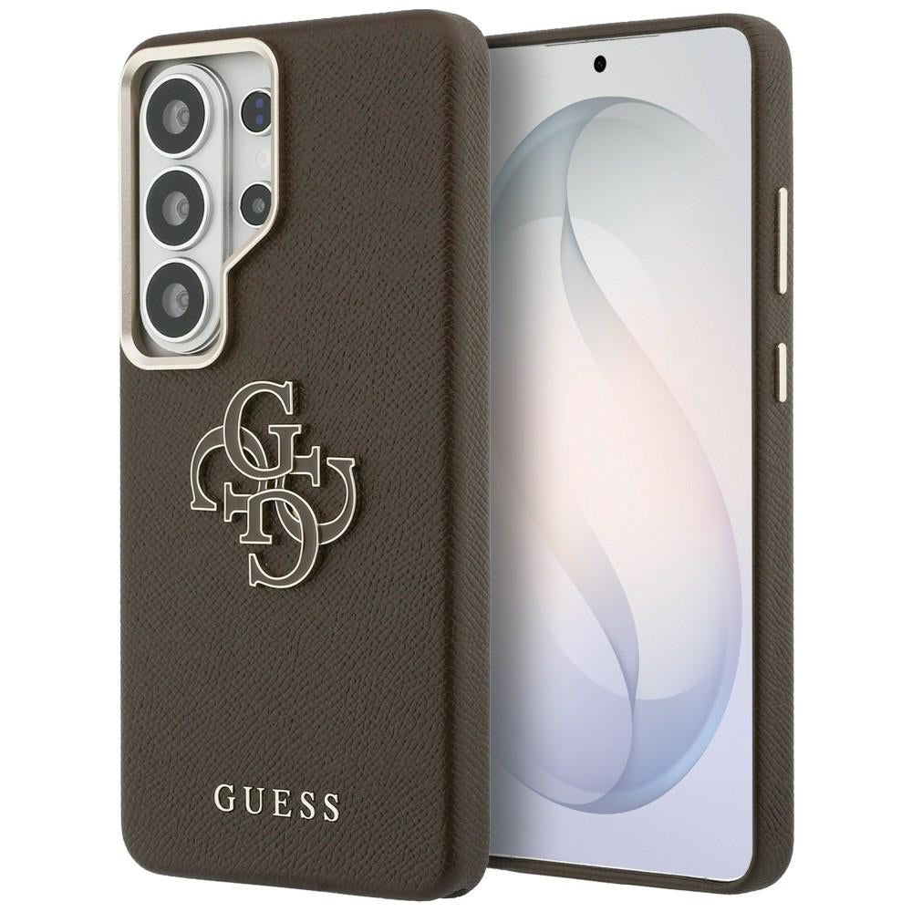 Guess Grained Big 4G Metal Logo Case for Samsung Galaxy S26 Ultra - Brown_0