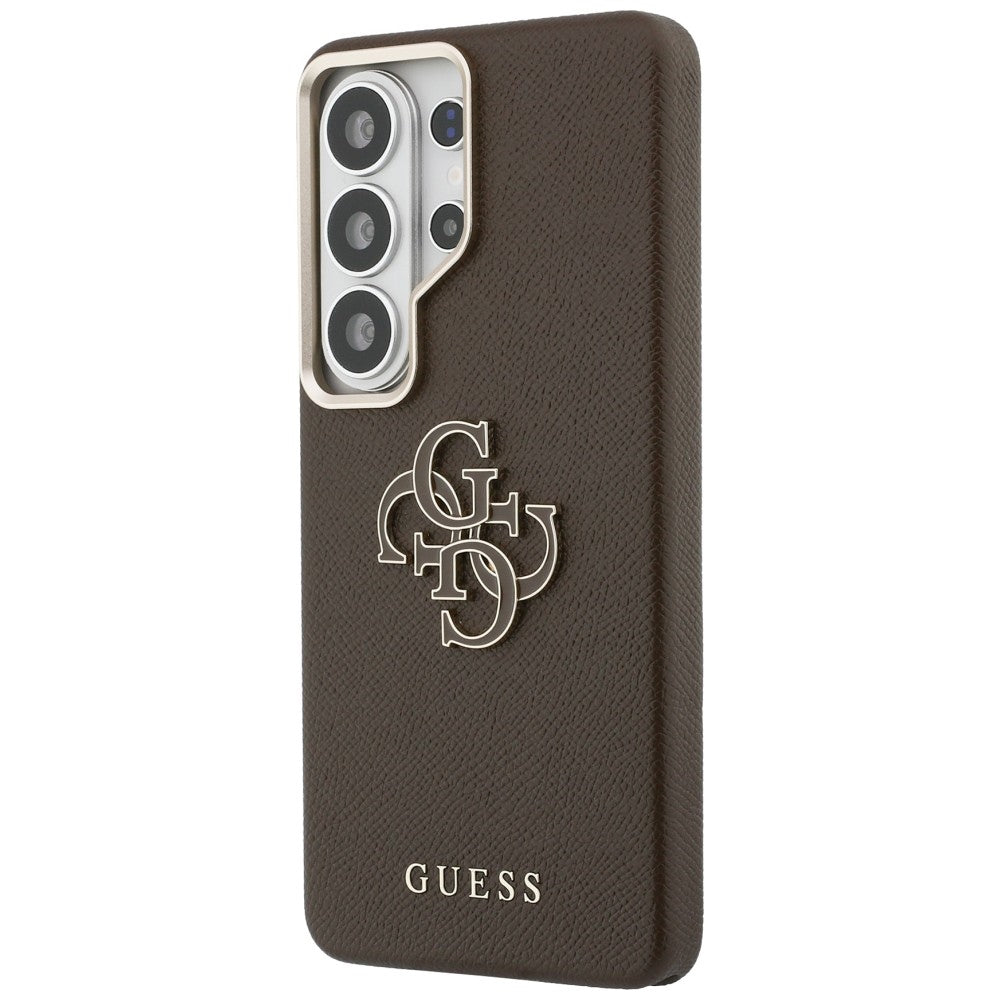 Guess Grained Big 4G Metal Logo Case for Samsung Galaxy S26 Ultra - Brown_1