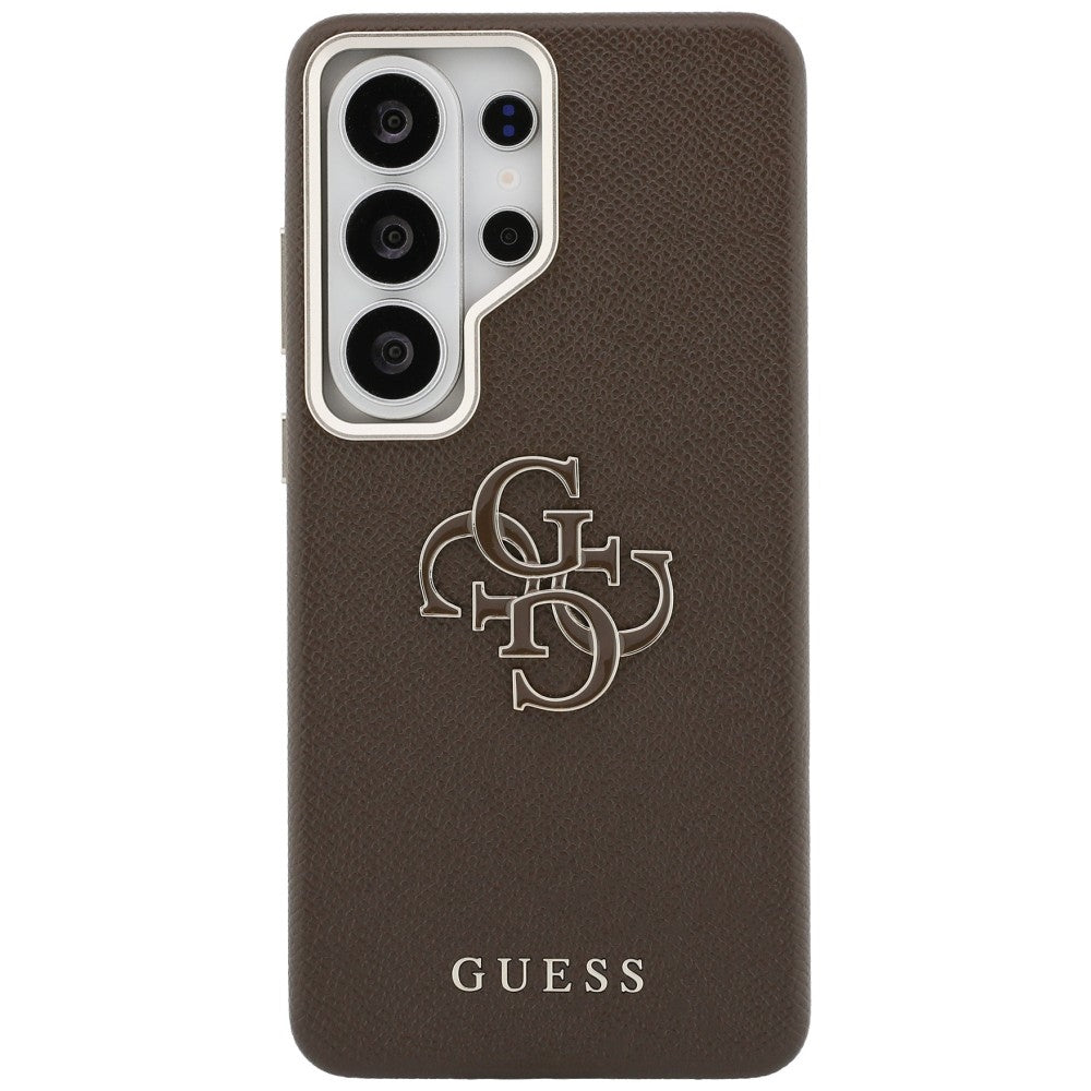 Guess Grained Big 4G Metal Logo Case for Samsung Galaxy S26 Ultra - Brown_2