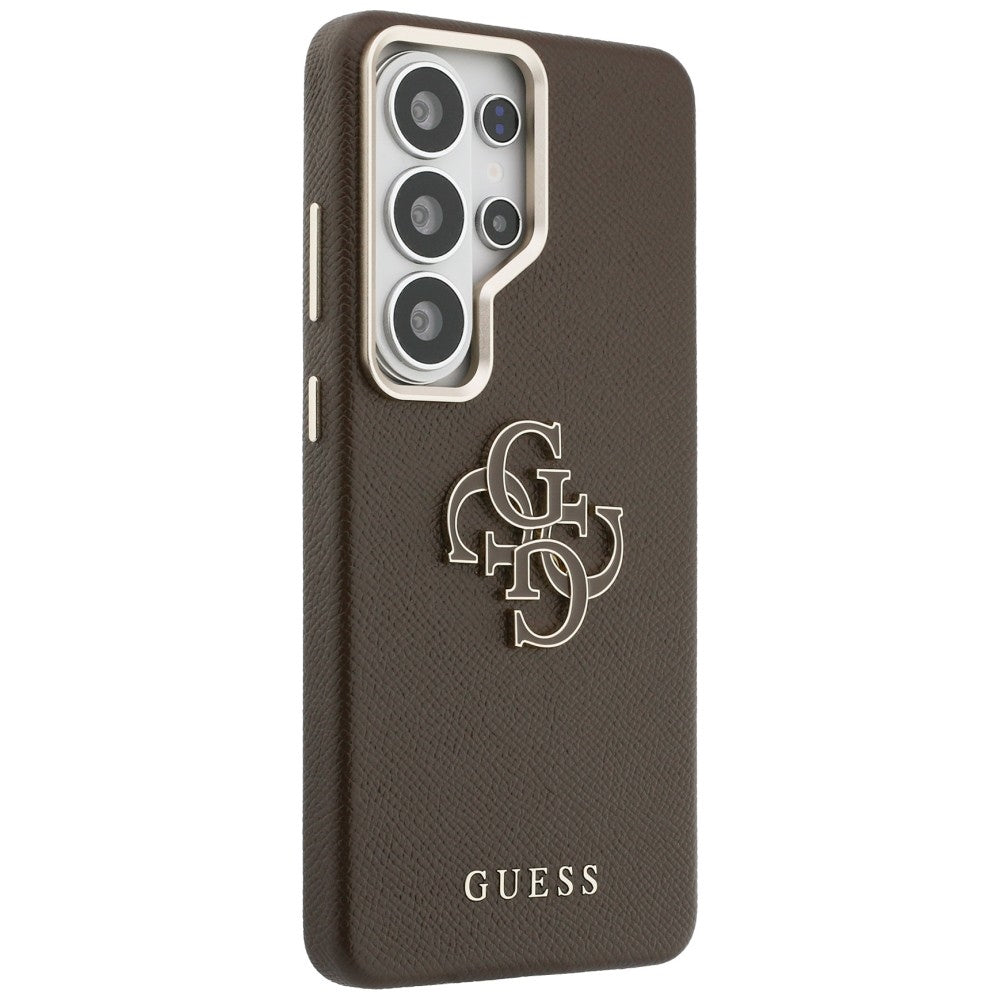 Guess Grained Big 4G Metal Logo Case for Samsung Galaxy S26 Ultra - Brown_3