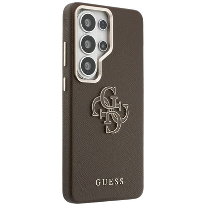 Guess Grained Big 4G Metal Logo Case for Samsung Galaxy S26 Ultra - Brown_3