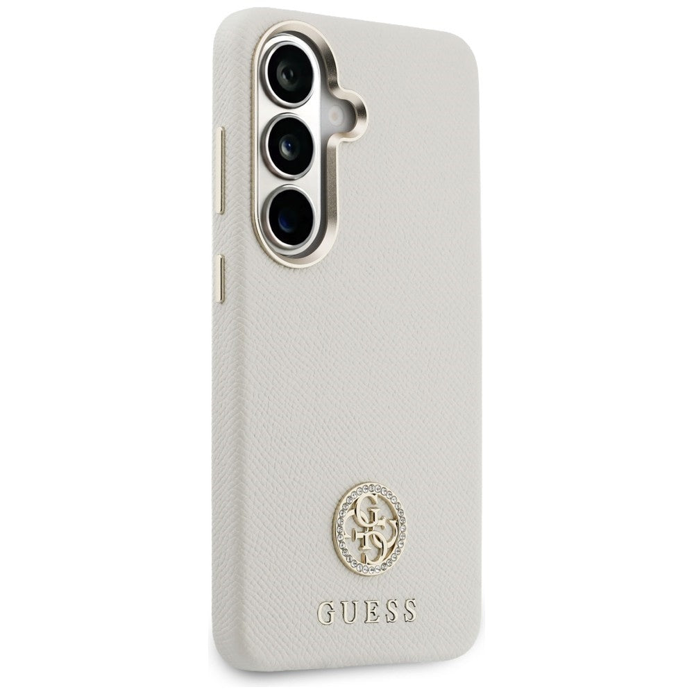Guess Rhinestone Round Logo MagSafe Case for Samsung Galaxy S26 - Beige_3
