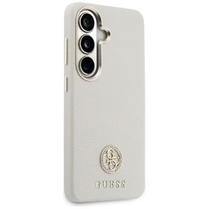 Guess Rhinestone Round Logo MagSafe Case for Samsung Galaxy S26 - Beige_3