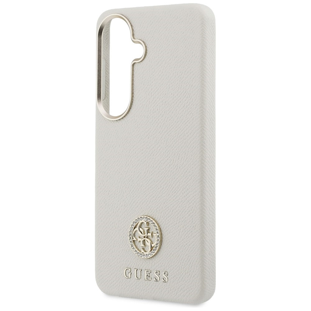 Guess Rhinestone Round Logo MagSafe Case for Samsung Galaxy S26 - Beige_5