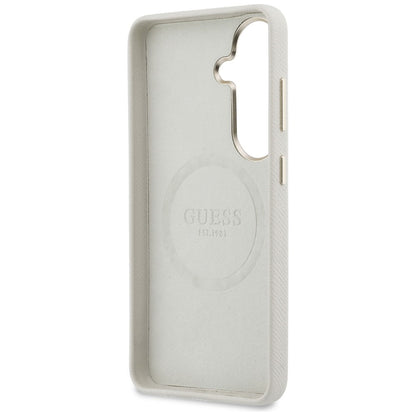 Guess Rhinestone Round Logo MagSafe Case for Samsung Galaxy S26 - Beige_6
