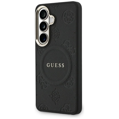 Guess Saffiano Peony Embossed Ring MagSafe case for Samsung Galaxy S26 - black_1