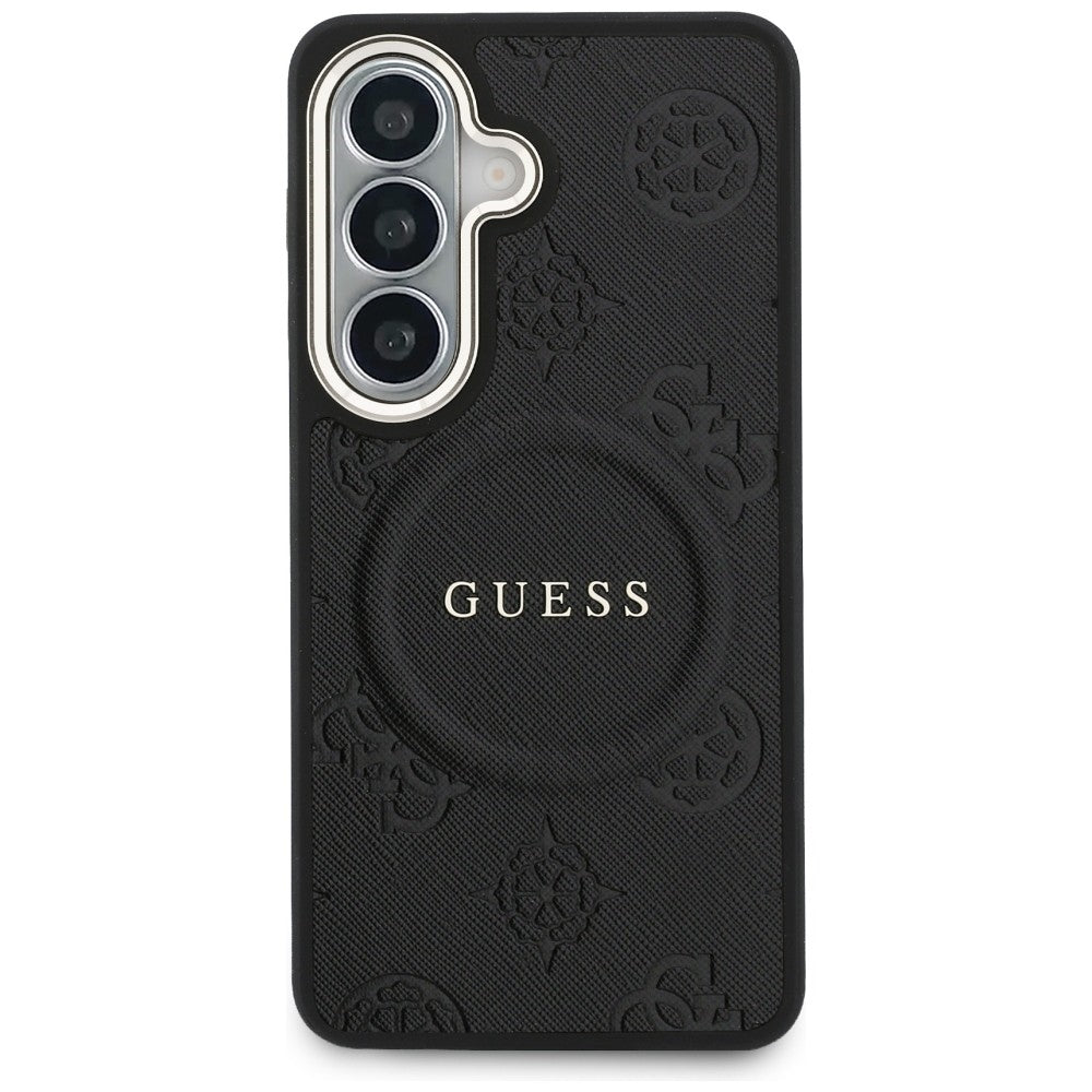 Guess Saffiano Peony Embossed Ring MagSafe case for Samsung Galaxy S26 - black_2