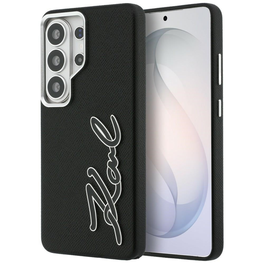 Karl Lagerfeld Grained Signature Metal Resin Logo Case for Samsung Galaxy S26 Ultra - Black_0