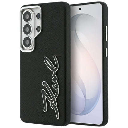 Karl Lagerfeld Grained Signature Metal Resin Logo Case for Samsung Galaxy S26 Ultra - Black_0