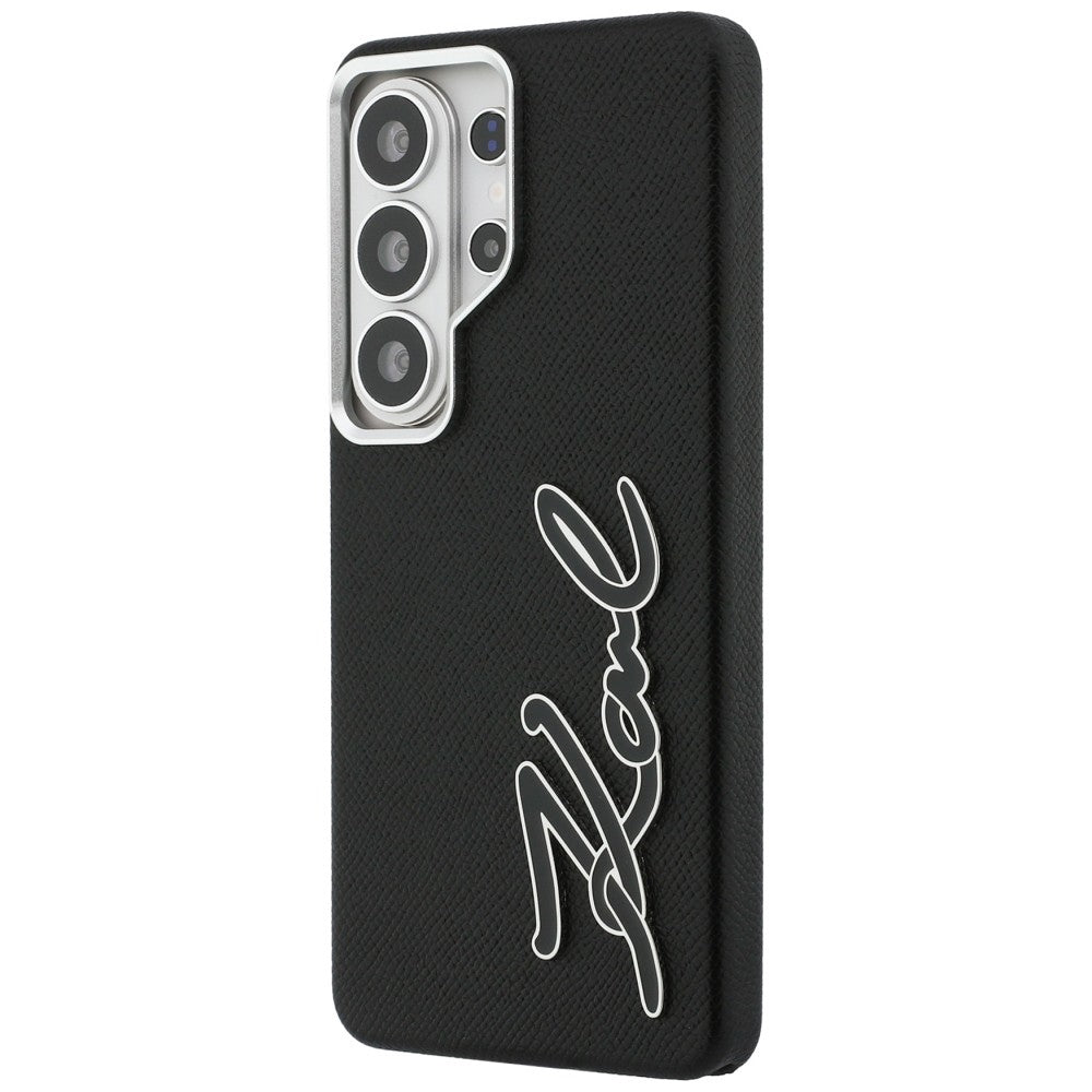 Karl Lagerfeld Grained Signature Metal Resin Logo Case for Samsung Galaxy S26 Ultra - Black_1