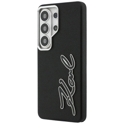 Karl Lagerfeld Grained Signature Metal Resin Logo Case for Samsung Galaxy S26 Ultra - Black_1