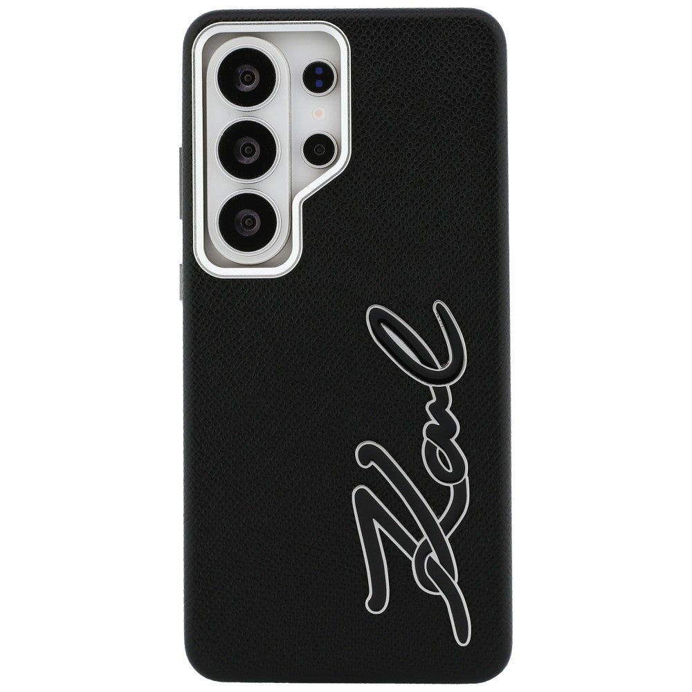 Karl Lagerfeld Grained Signature Metal Resin Logo Case for Samsung Galaxy S26 Ultra - Black_2