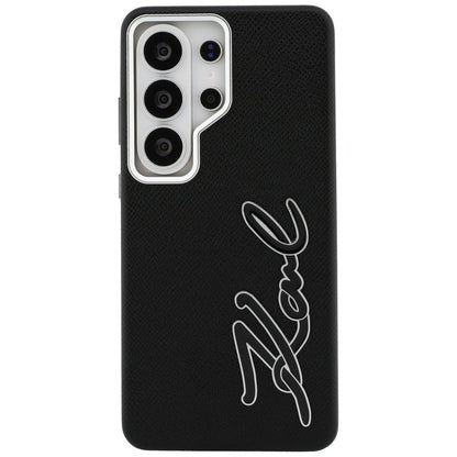 Karl Lagerfeld Grained Signature Metal Resin Logo Case for Samsung Galaxy S26 Ultra - Black_2