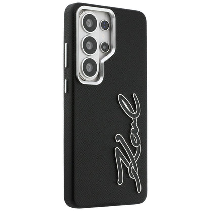 Karl Lagerfeld Grained Signature Metal Resin Logo Case for Samsung Galaxy S26 Ultra - Black_3