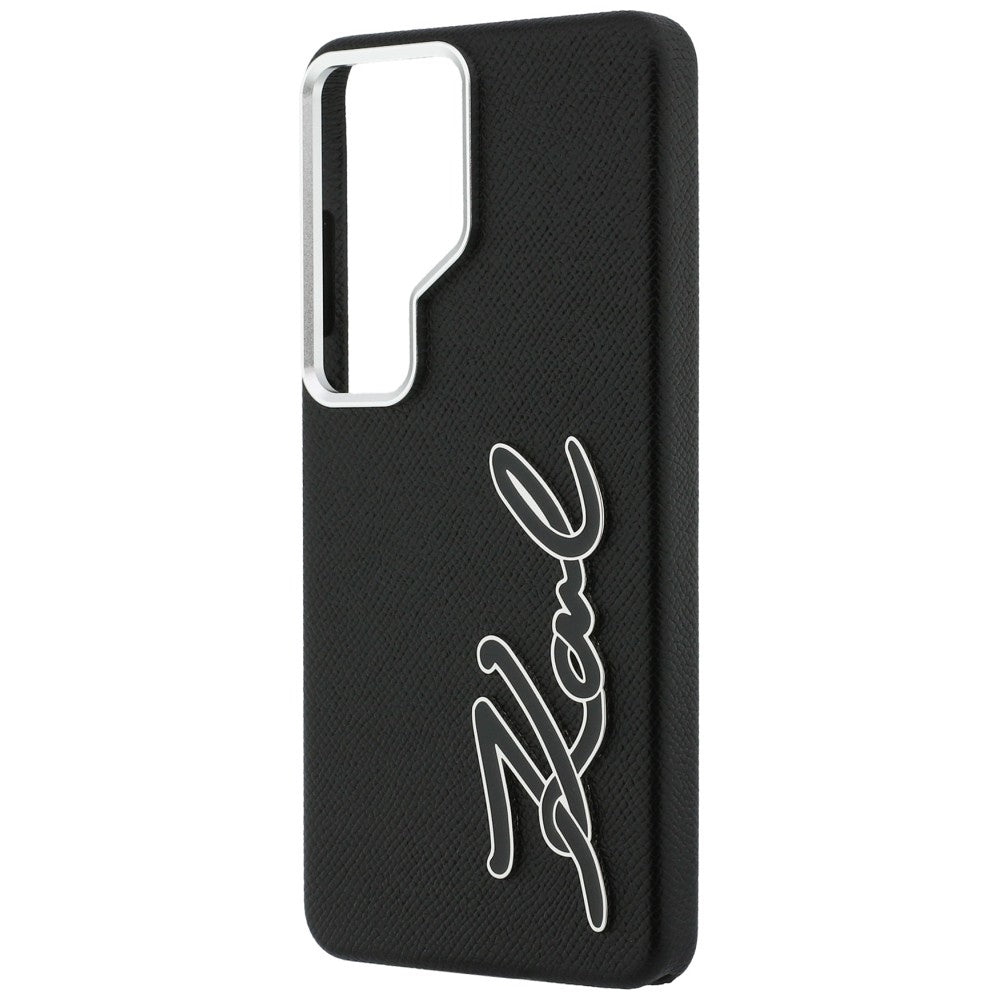 Karl Lagerfeld Grained Signature Metal Resin Logo Case for Samsung Galaxy S26 Ultra - Black_5