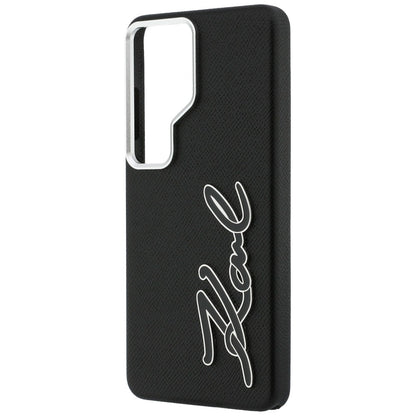 Karl Lagerfeld Grained Signature Metal Resin Logo Case for Samsung Galaxy S26 Ultra - Black_5