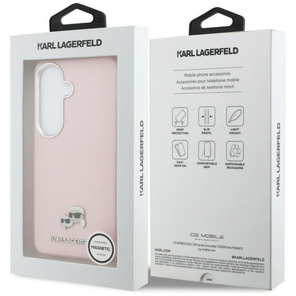 Karl Lagerfeld Saffiano KC Metal Logo MagSafe Case for Samsung Galaxy S26 - Pink_7