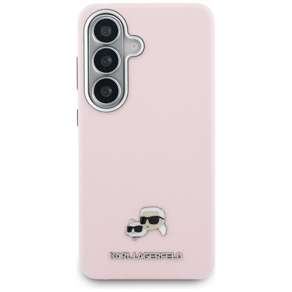 Karl Lagerfeld Saffiano KC Metal Logo MagSafe Case for Samsung Galaxy S26+ - Pink_2