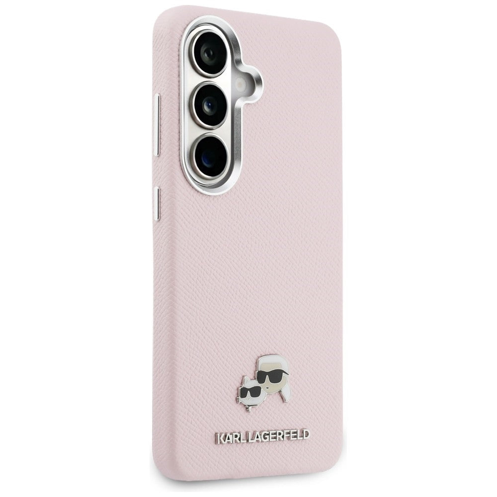 Karl Lagerfeld Saffiano KC Metal Logo MagSafe Case for Samsung Galaxy S26+ - Pink_3
