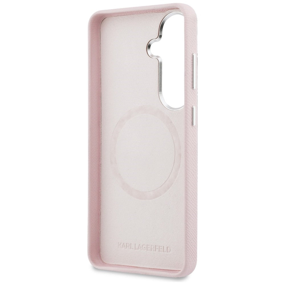 Karl Lagerfeld Saffiano KC Metal Logo MagSafe Case for Samsung Galaxy S26+ - Pink_6