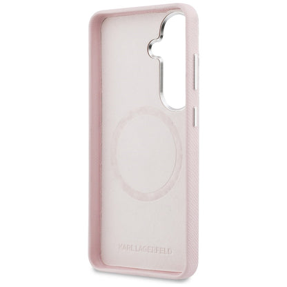 Karl Lagerfeld Saffiano KC Metal Logo MagSafe Case for Samsung Galaxy S26+ - Pink_6
