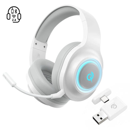QCY Heroad V200 Tri-Mode Gaming Headphones with 7.1 Sound, 240h Battery, and Detachable Microphone - White_0