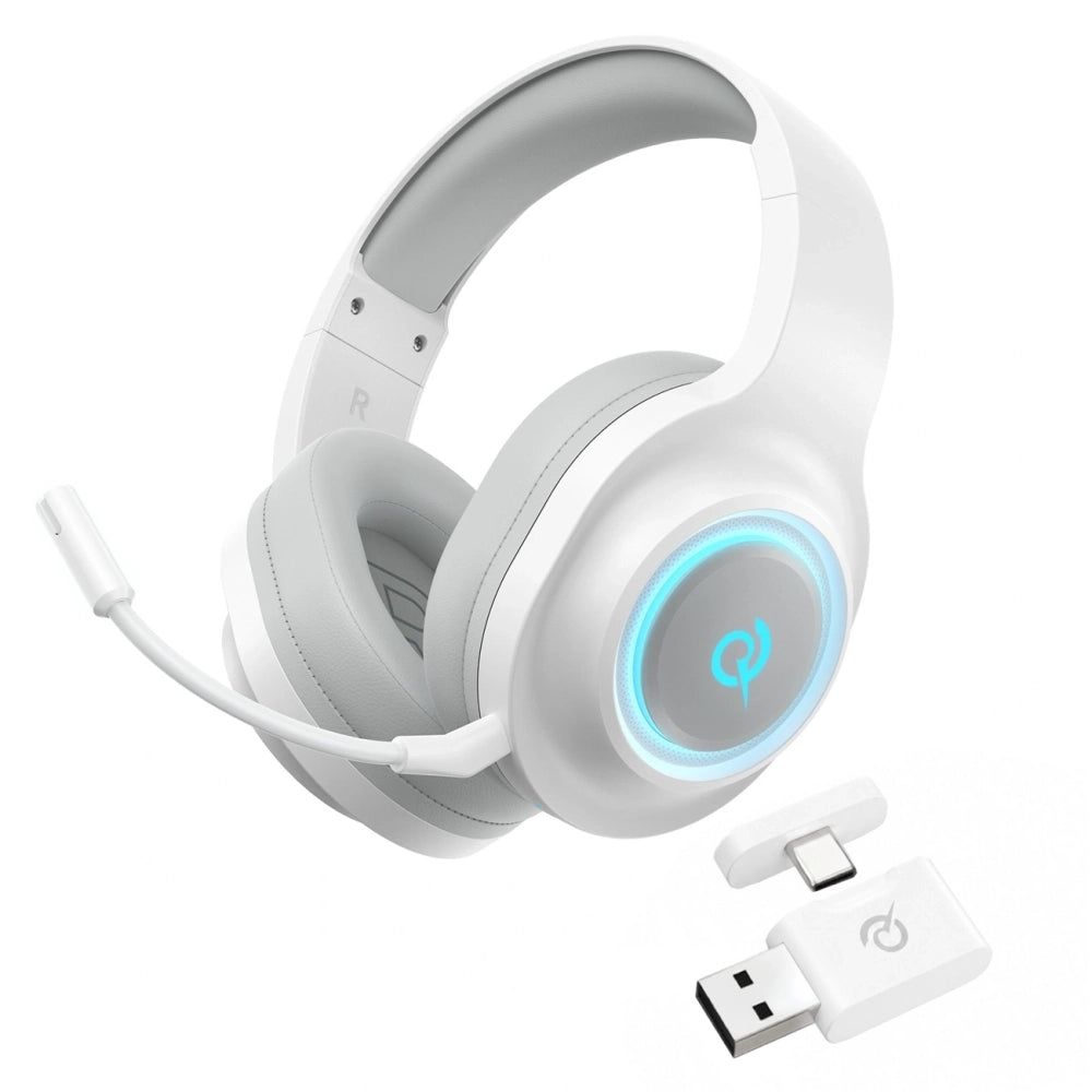 QCY Heroad V200 Tri-Mode Gaming Headphones with 7.1 Sound, 240h Battery, and Detachable Microphone - White_1