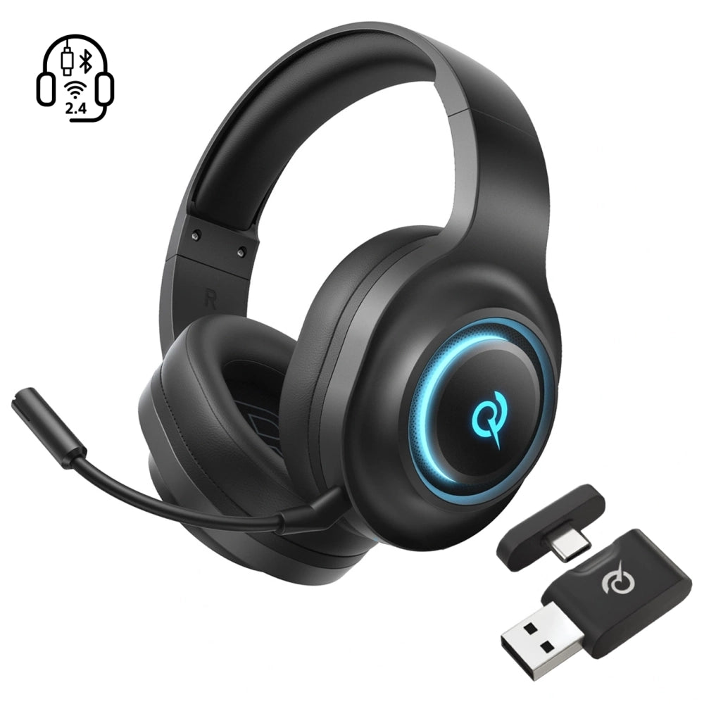 QCY Heroad V200 Tri-Mode Gaming Headphones with 7.1 Sound, 240h Battery, and Detachable Microphone - Black_0
