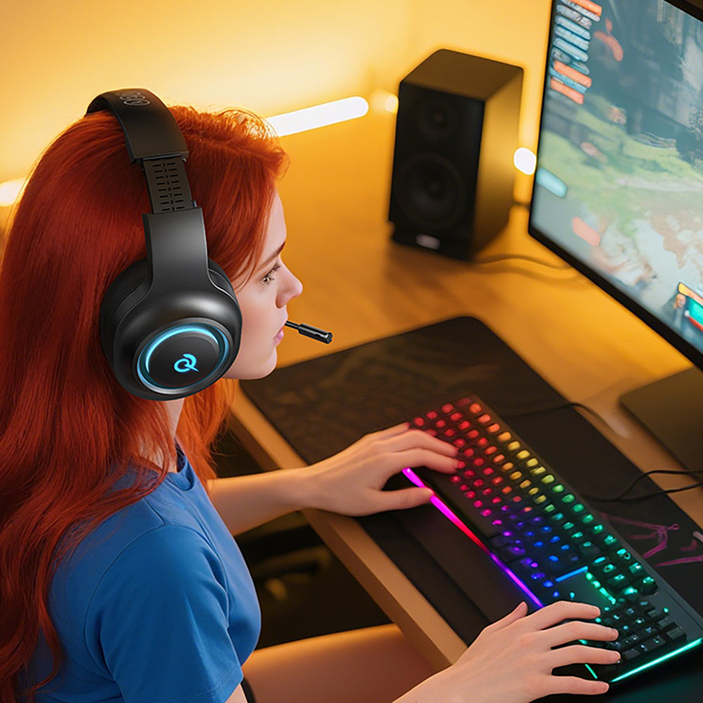 QCY Heroad V200 Tri-Mode Gaming Headphones with 7.1 Sound, 240h Battery, and Detachable Microphone - Black_11