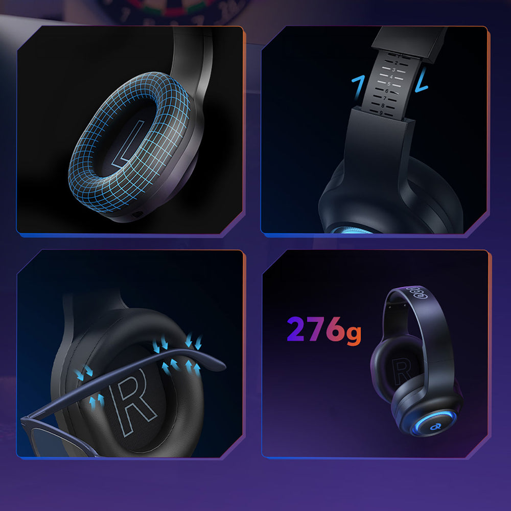 QCY Heroad V200 Tri-Mode Gaming Headphones with 7.1 Sound, 240h Battery, and Detachable Microphone - Black_12