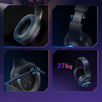 QCY Heroad V200 Tri-Mode Gaming Headphones with 7.1 Sound, 240h Battery, and Detachable Microphone - Black_12