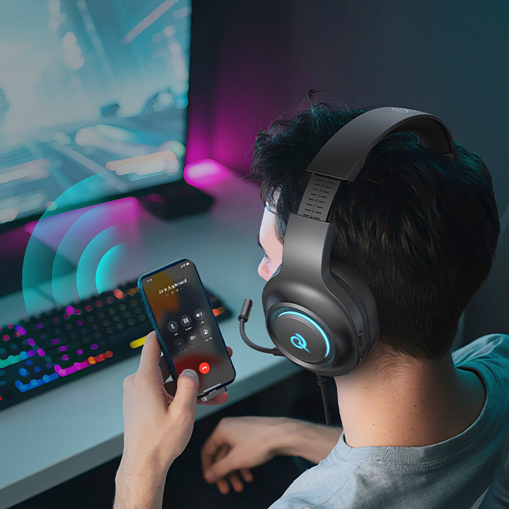 QCY Heroad V200 Tri-Mode Gaming Headphones with 7.1 Sound, 240h Battery, and Detachable Microphone - Black_15