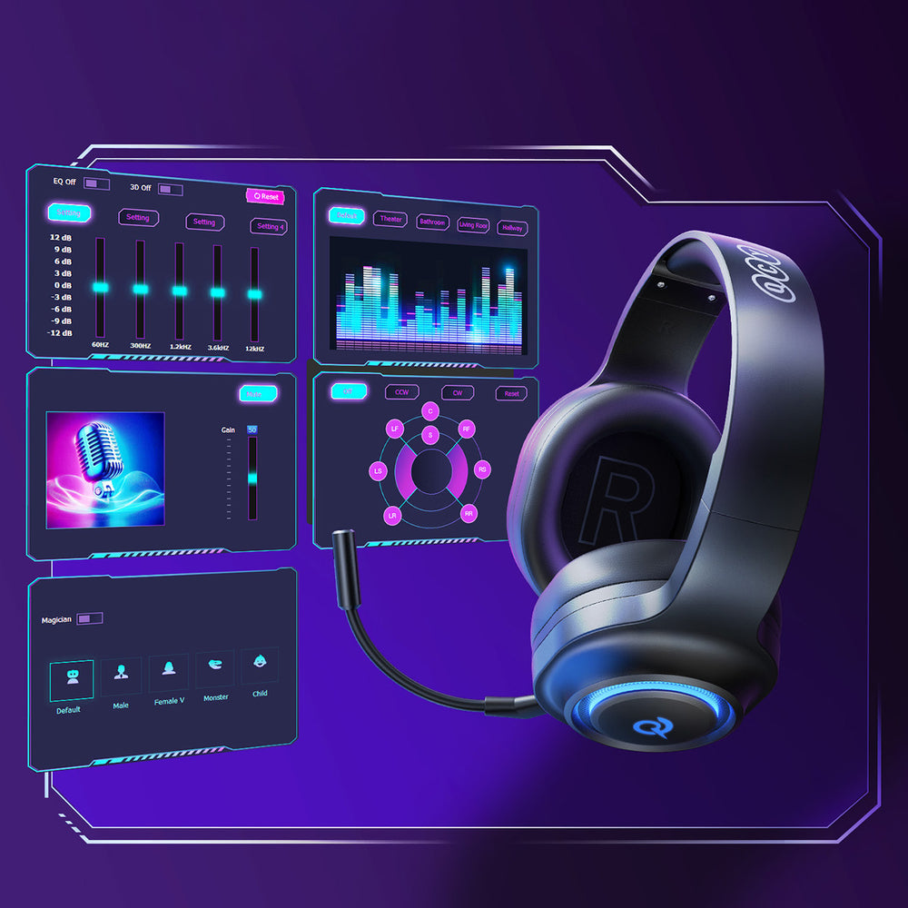 QCY Heroad V200 Tri-Mode Gaming Headphones with 7.1 Sound, 240h Battery, and Detachable Microphone - Black_7