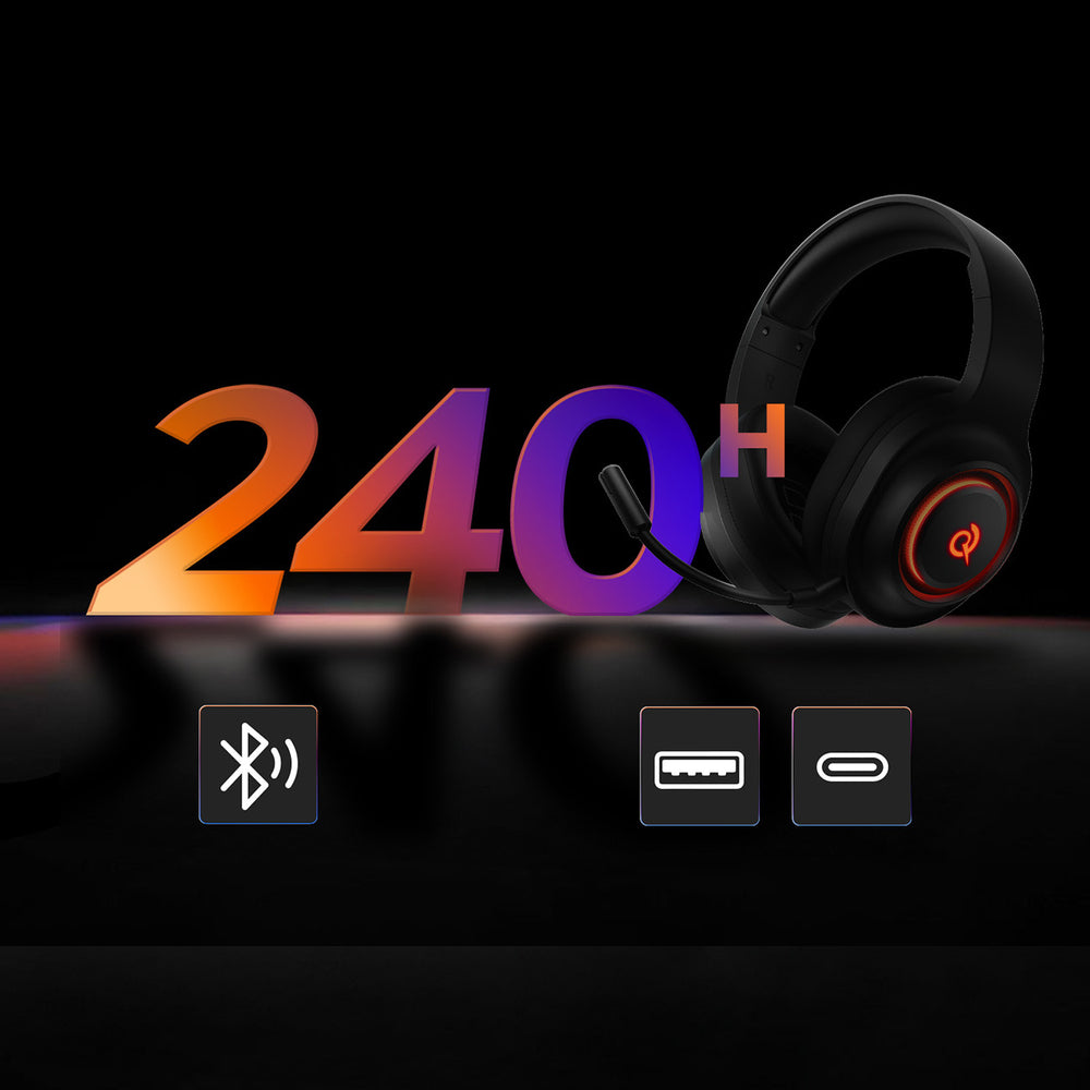 QCY Heroad V200 Tri-Mode Gaming Headphones with 7.1 Sound, 240h Battery, and Detachable Microphone - Black_9