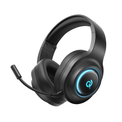 QCY V200 Pro Wired Gaming Headphones with 7.1 Sound and Detachable Microphone - Black_1